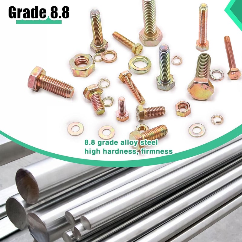 Twidec /966PCS Metric Bolt Assortment,Grade 8.8 Hex Head Bolts and Nuts Assortment Kit, M4/M5/M6/M8(12-30mm)Heavy Duty Nuts and Bolts Kit, Flat & Spring Lock Washer Gold Zinc Plating With Storage Case - Image 5